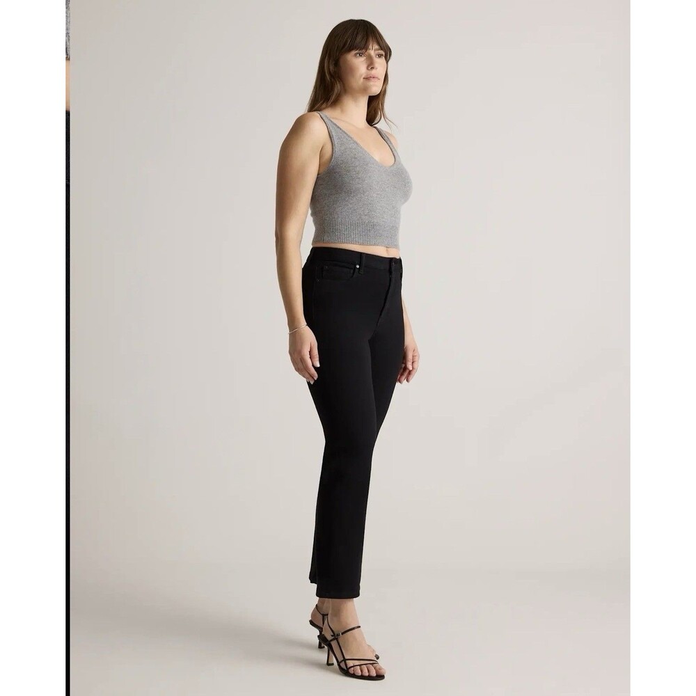 NEW Quince Bella Stretch High Rise Straight Jeans In Black Size 29 Ankle Length - Picture 2 of 9